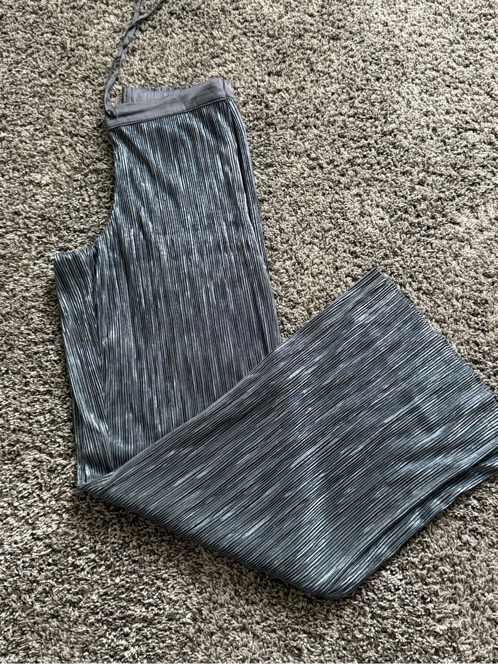 Victoria's Secret Silver Gray Pleated Satin Pajama Pants